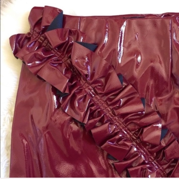 Alpha & Omega Patent Leather Ruffle Mini Skirt - Picture 2 of 5
